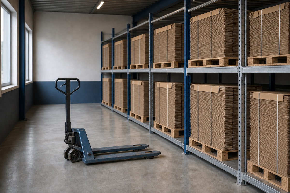 Blick in unser Lager mit Kartonagen und Verpackungsmaterial